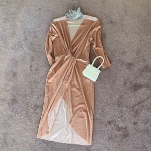 ZARA Basics Velvet Midi Dress